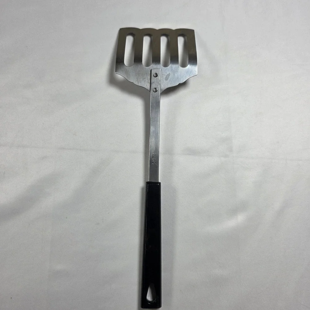 Kaylan Stainless Steel Slotted Spatula Scalloped Edge Turner Black Handle